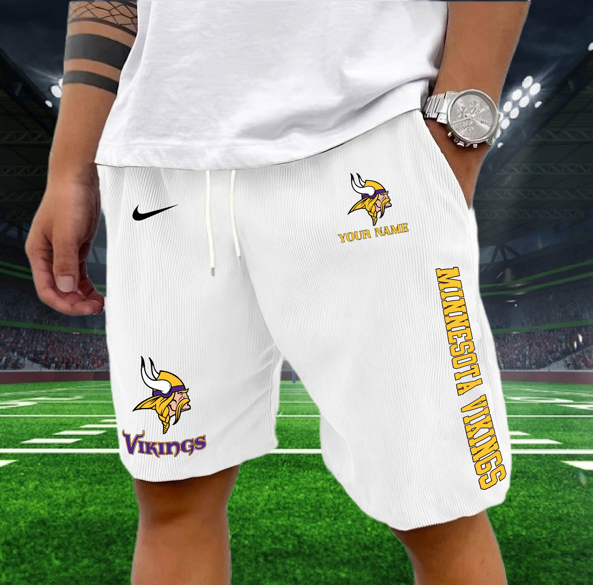 Minnesota Vikings Corduroy Shorts Custom You Name, Sport Corduroy Shorts, Gifts For Fan