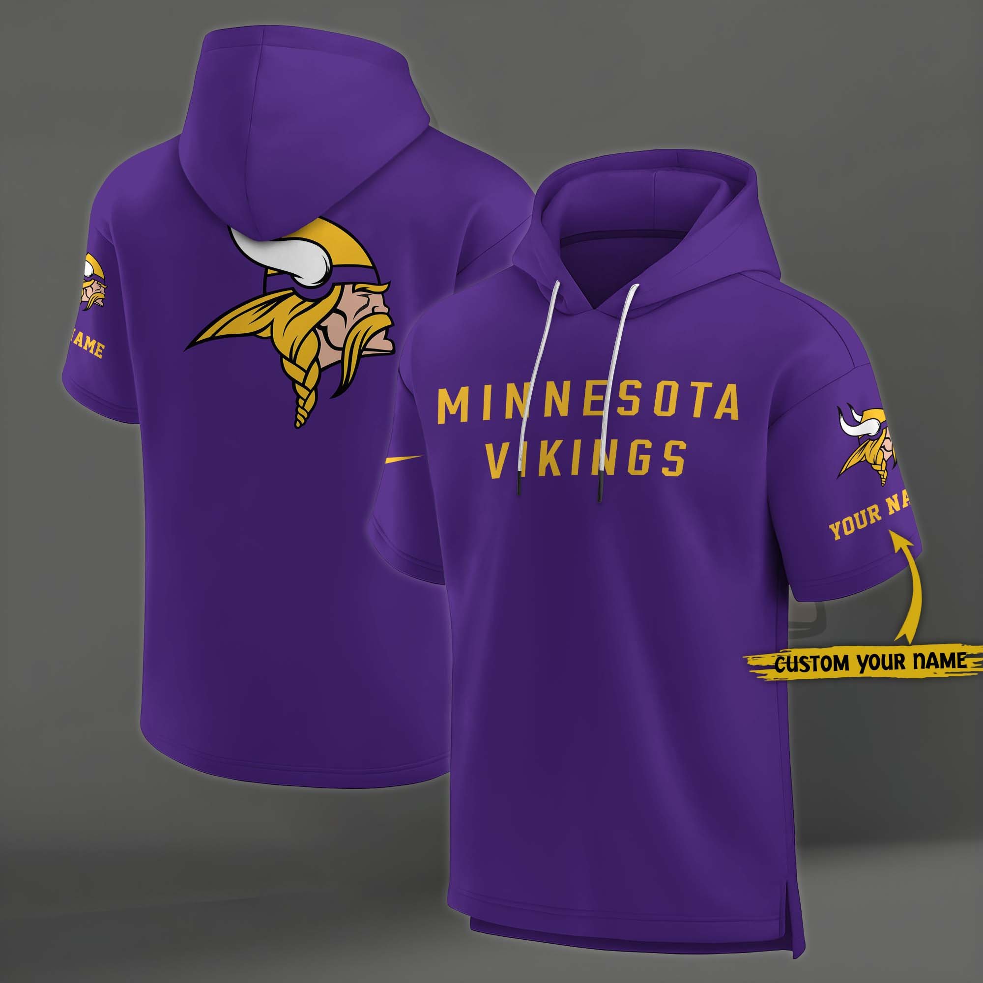 Minnesota Vikings Elements Future Ground Lettering Short Sleeve Pullover Hoodie Custom Name, Gifts For Football Lovers EHIVM 03121220