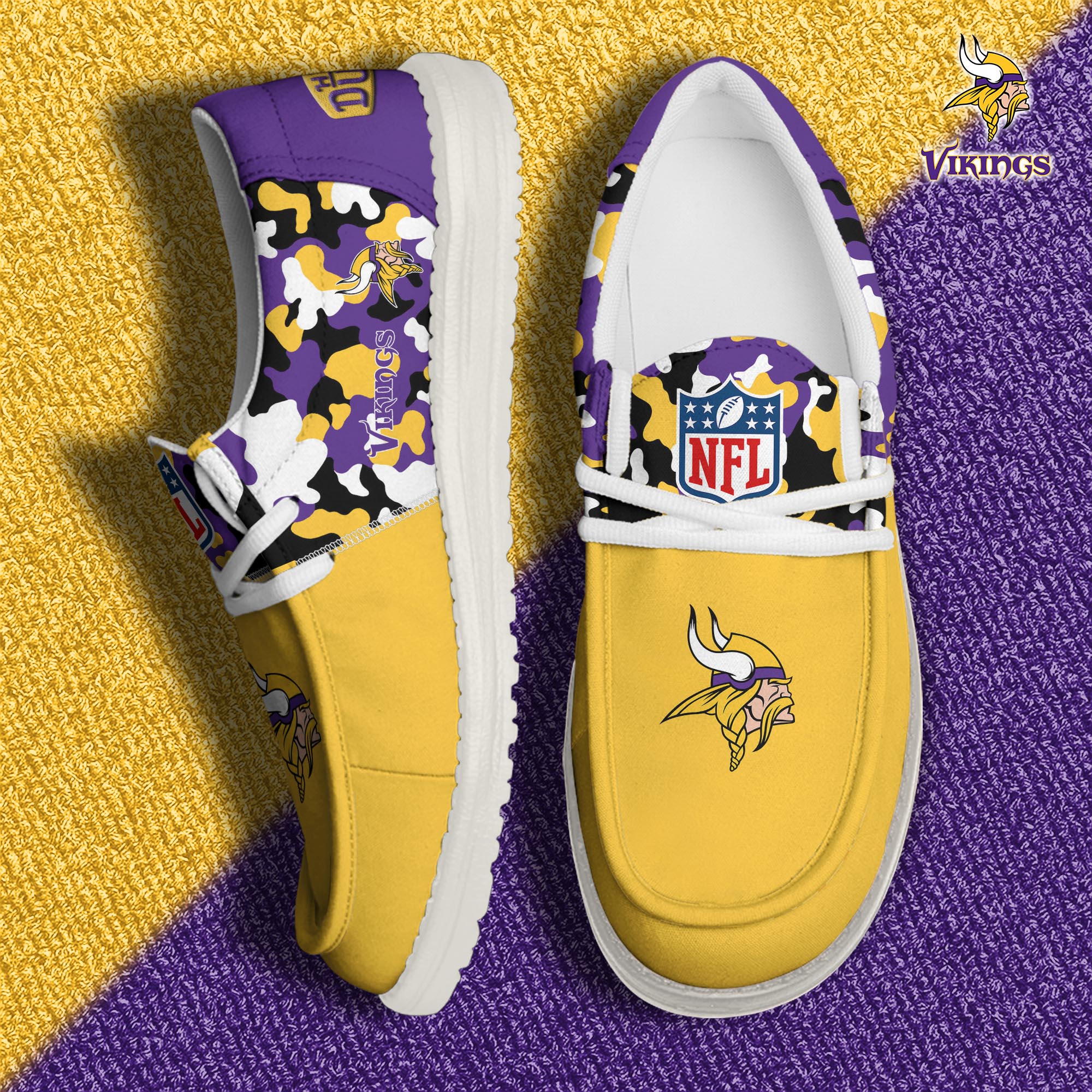 Minnesota Vikings Football Hey Dude Canvas Loafer Shoes Custom Your Name, Sport Shoes For Fan, Fan Gifts