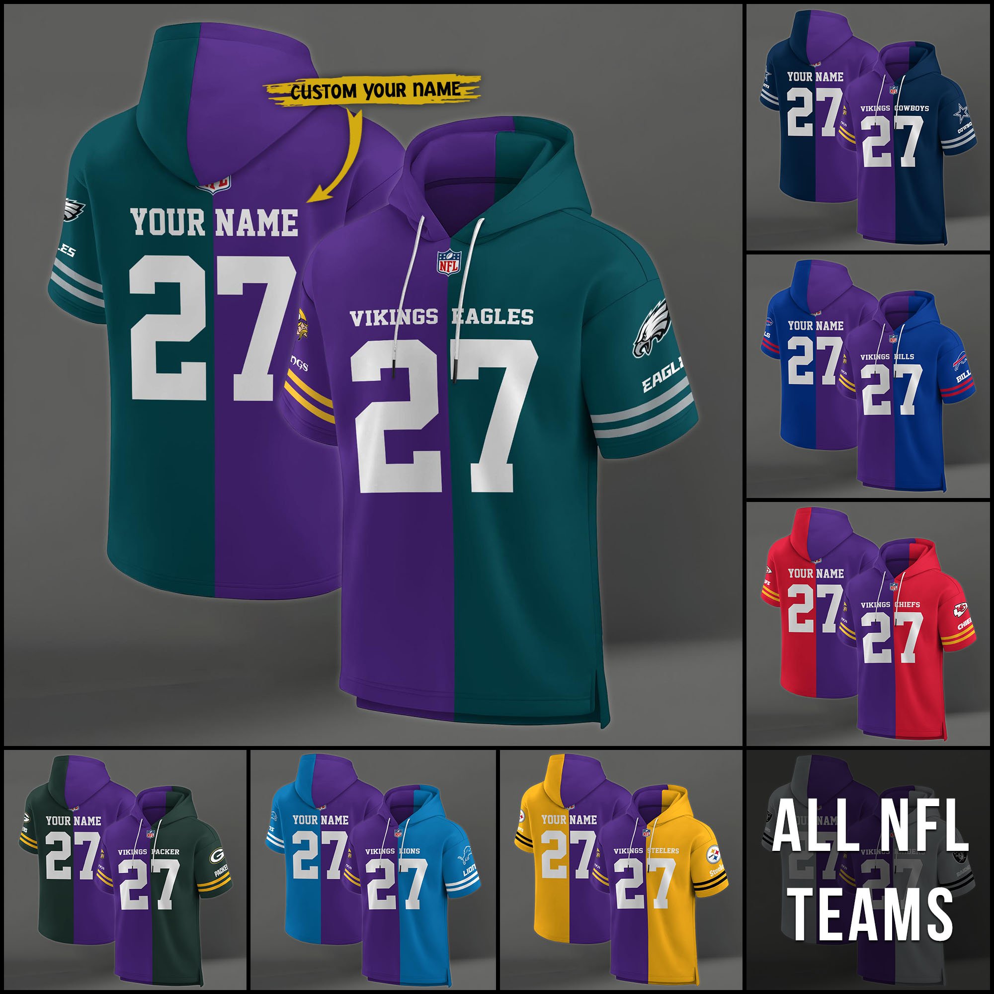 Minnesota Vikings House Divided Hoodie Custom Name, Number And Team, Hoodie For Football Fans