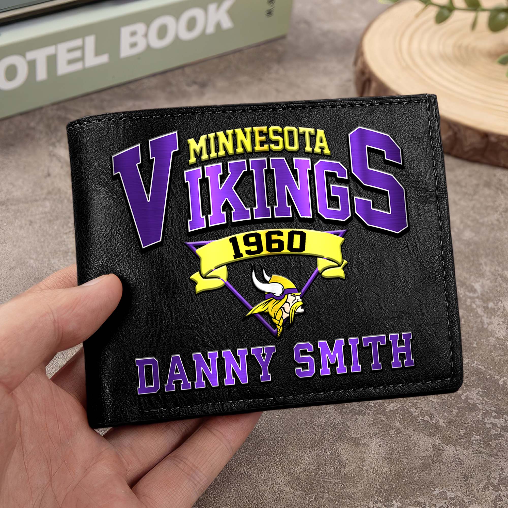 Minnesota Vikings Men Wallet Custom Your Name, Football Team Men Wallet For Fans, Gifts For Football Lovers