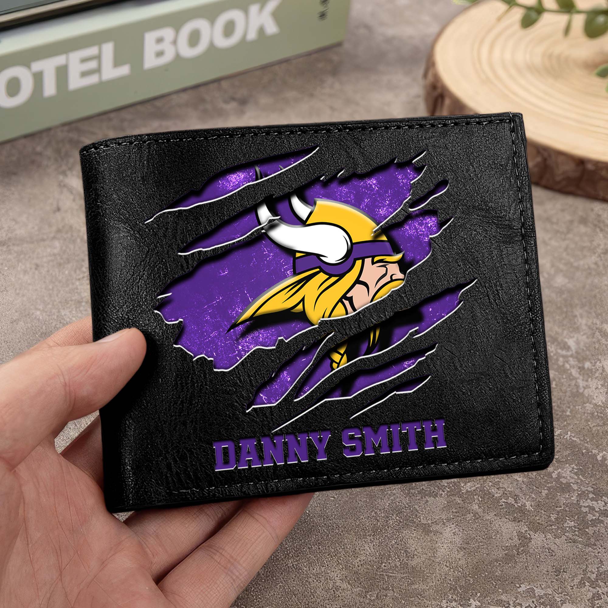 Minnesota Vikings Men Wallet Custom Your Name, Football Team Men Wallet For Fans, Gifts For Football Lovers