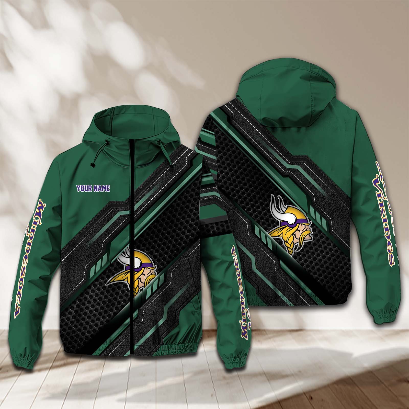 Minnesota Vikings NFL Personalized Windbreaker Jacket For Fan