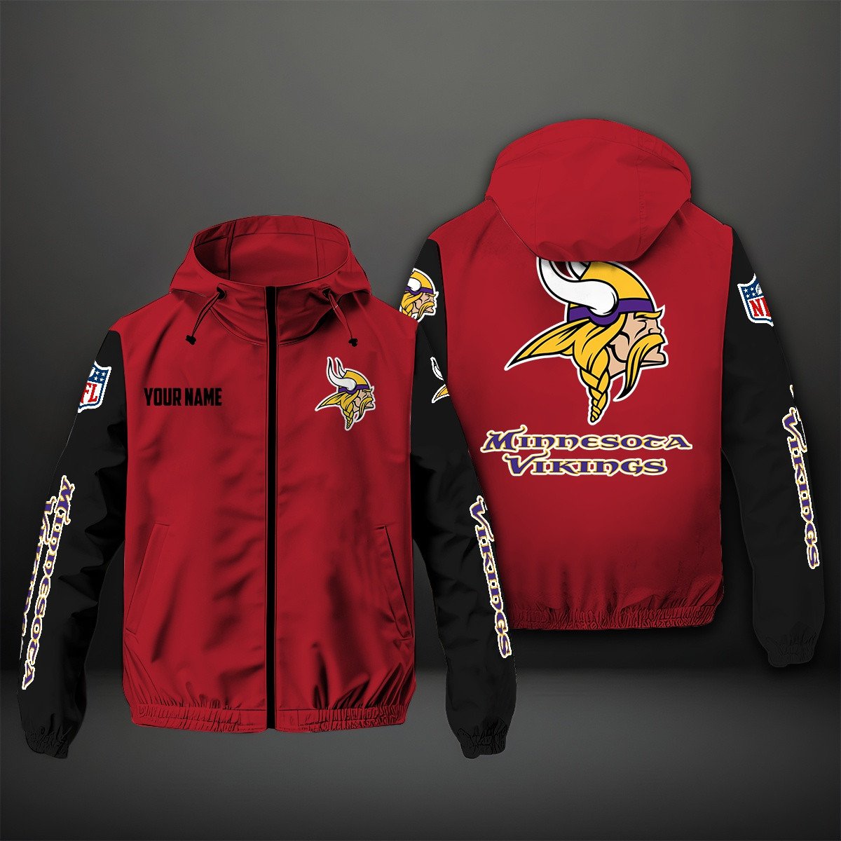 Minnesota Vikings NFL Personalized Windbreaker Jacket For Fan