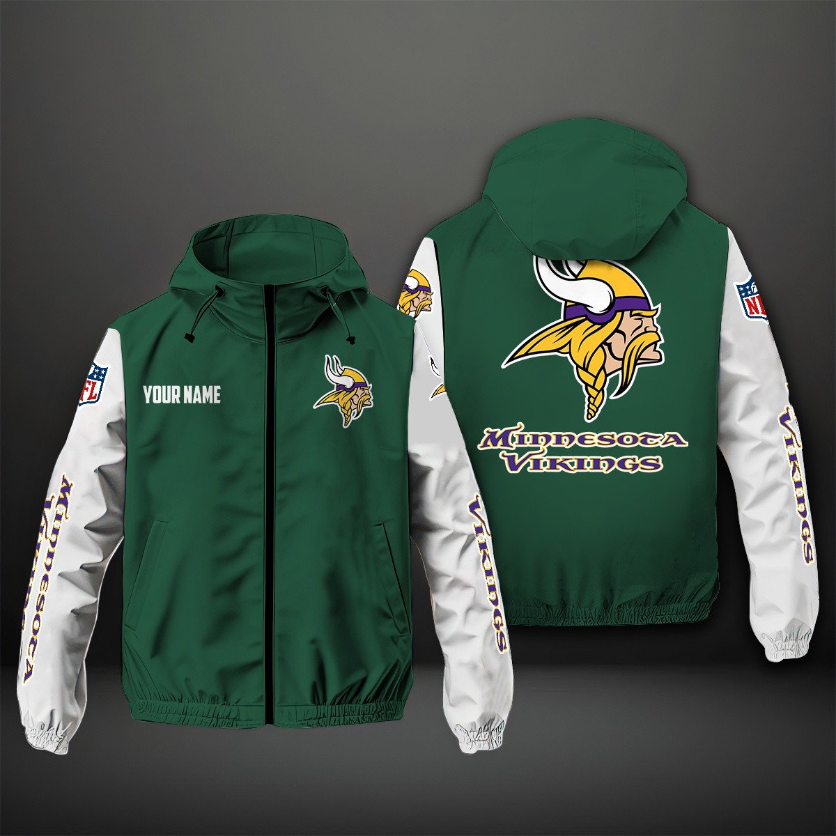 Minnesota Vikings NFL Personalized Windbreaker Jacket For Fan