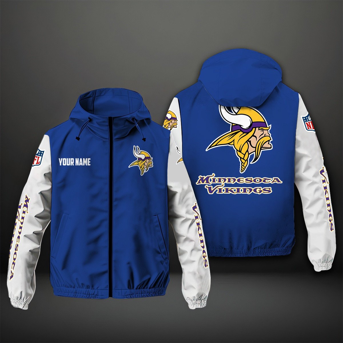 Minnesota Vikings NFL Personalized Windbreaker Jacket For Fan