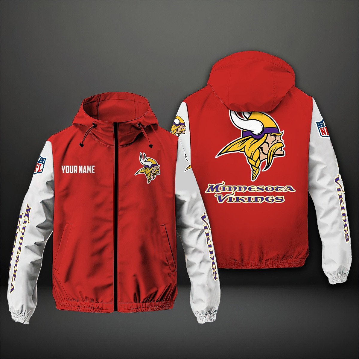 Minnesota Vikings NFL Personalized Windbreaker Jacket For Fan