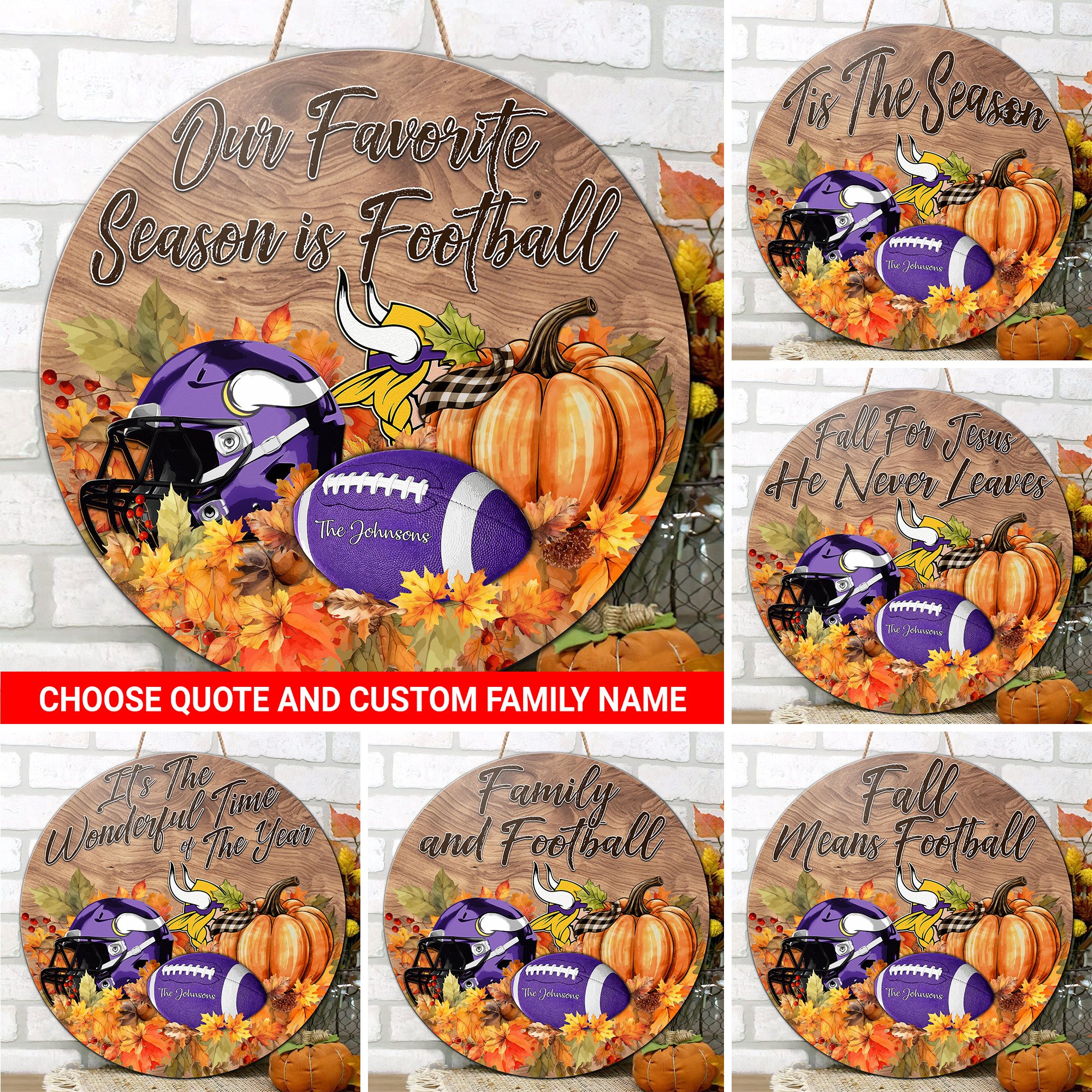 Minnesota Vikings Shape Wooden Sign Custom Your Family Name And Choose Your Quotes, Sport Sign