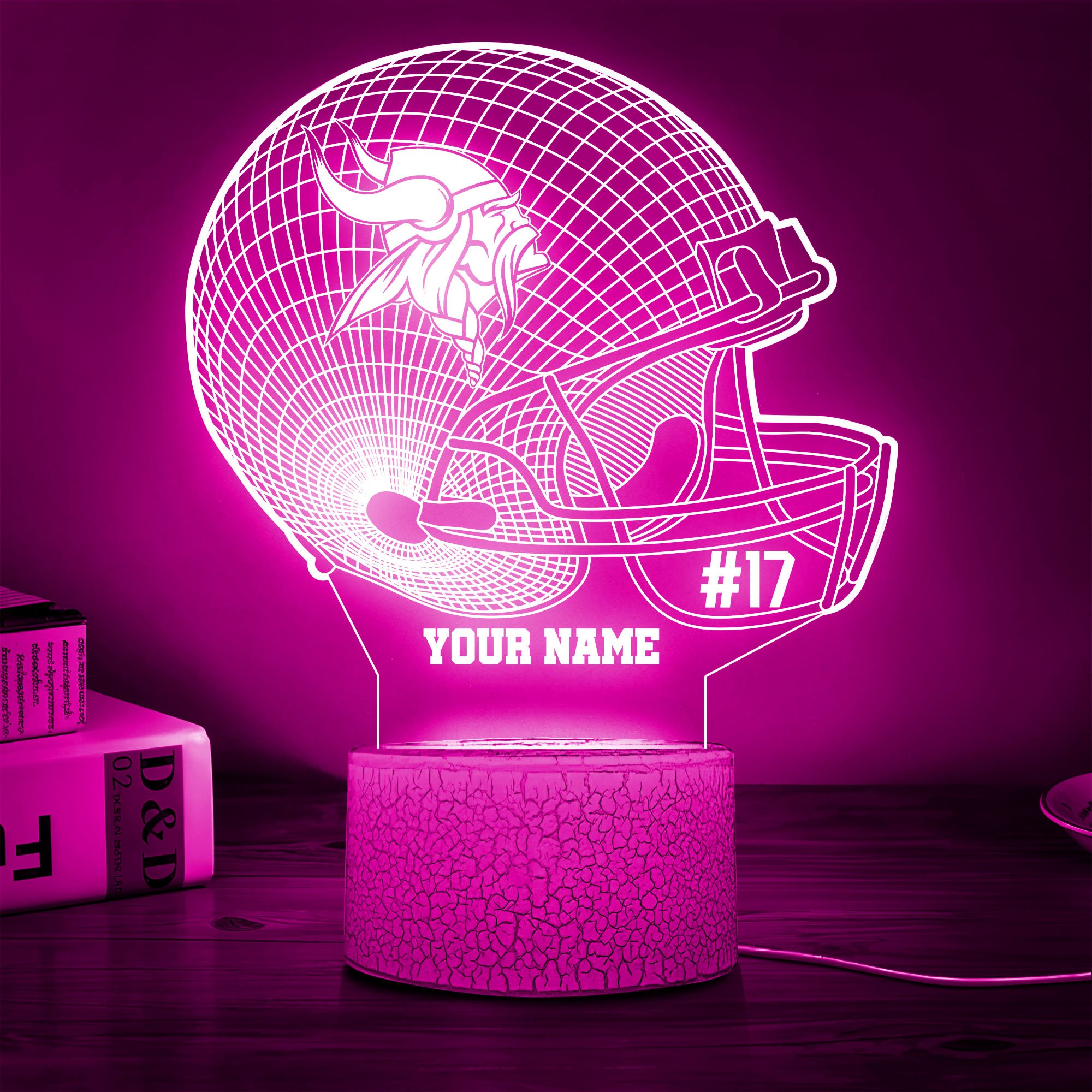 Minnesota Vikings Team 3D Led Lamp Custom Name And Year, Sport Lamp, Home Decor 