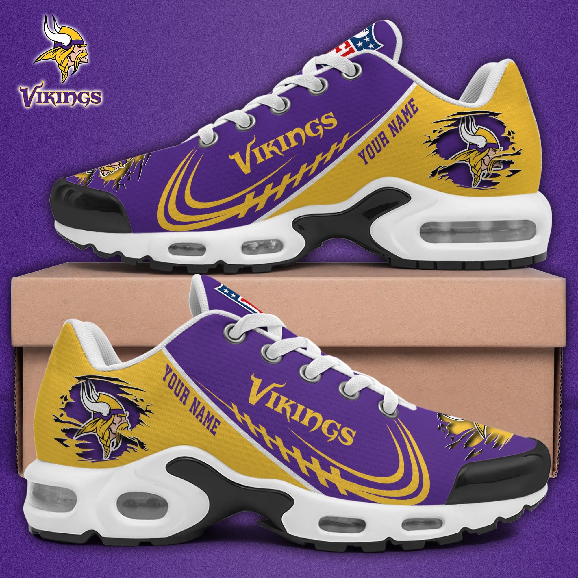Minnesota Vikings TN Shoes 2025 Version Custom Name, Sport Shoes For Fan, Fan Gifts