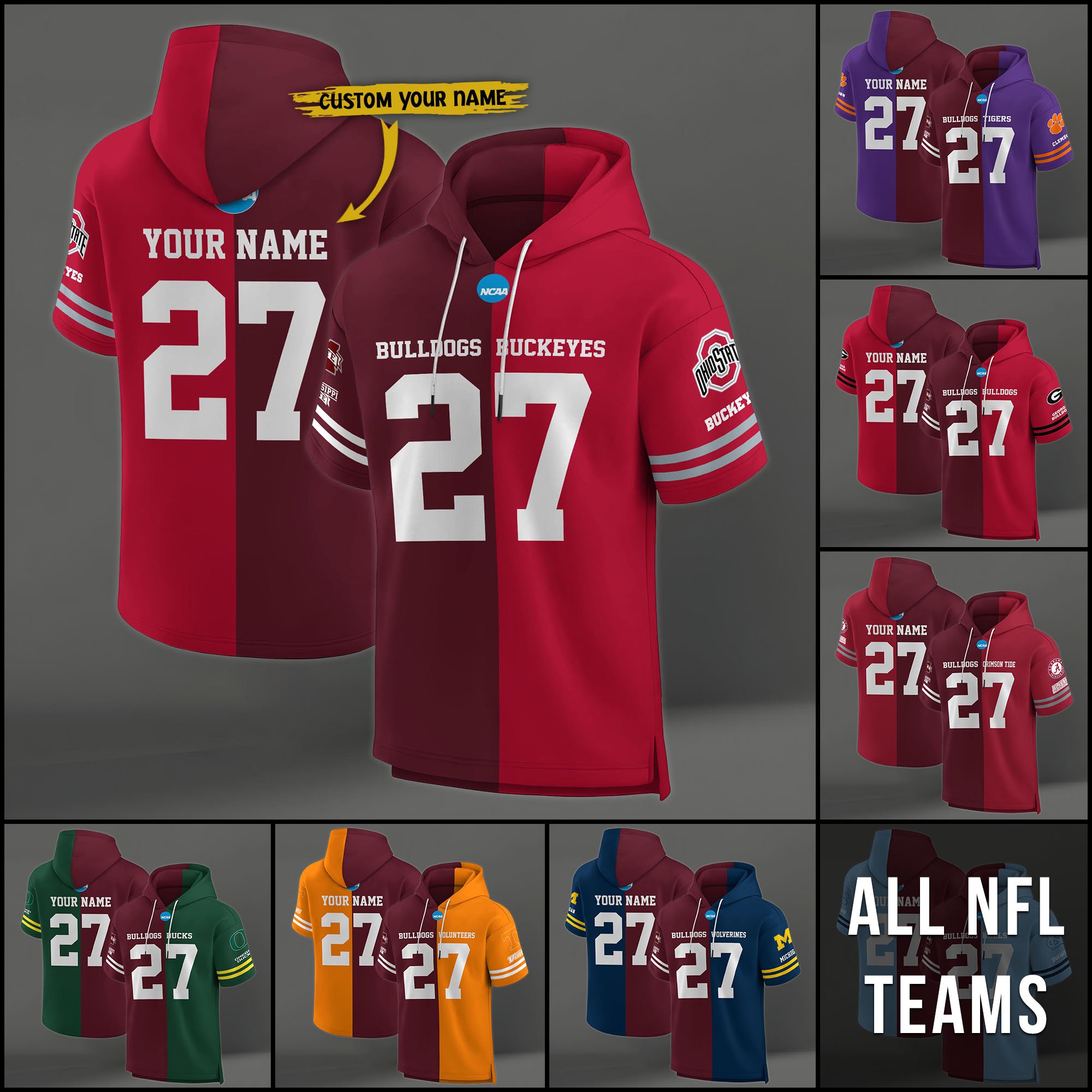 Mississippi State Bulldogs House Divided Hoodie Custom Name, Number And Team, Hoodie For Football Fans