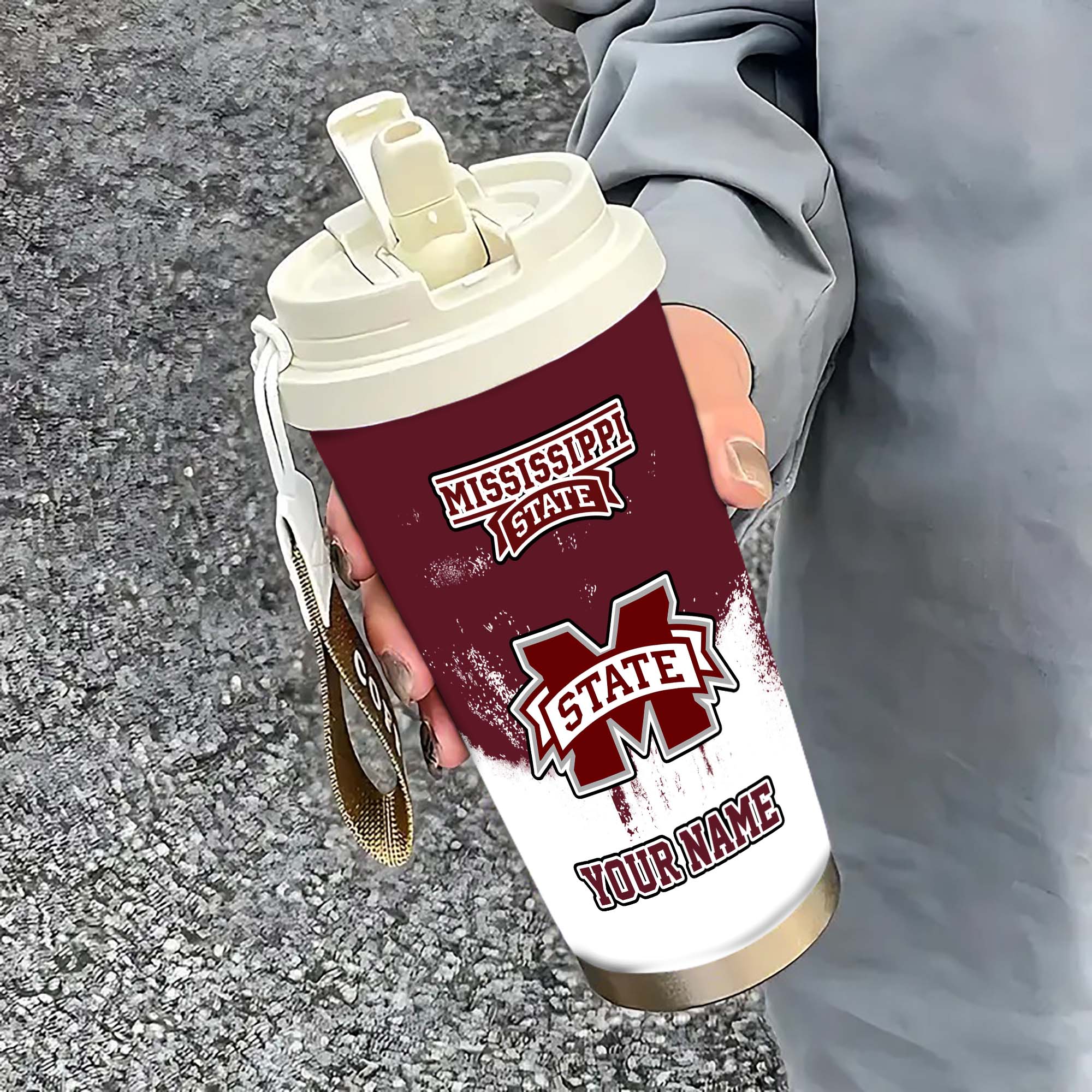 Mississippi State Bulldogs Insulated Coffee Mug With Straw And Lid, Portable Coffee Travel Mug For Car, Fan Gifts