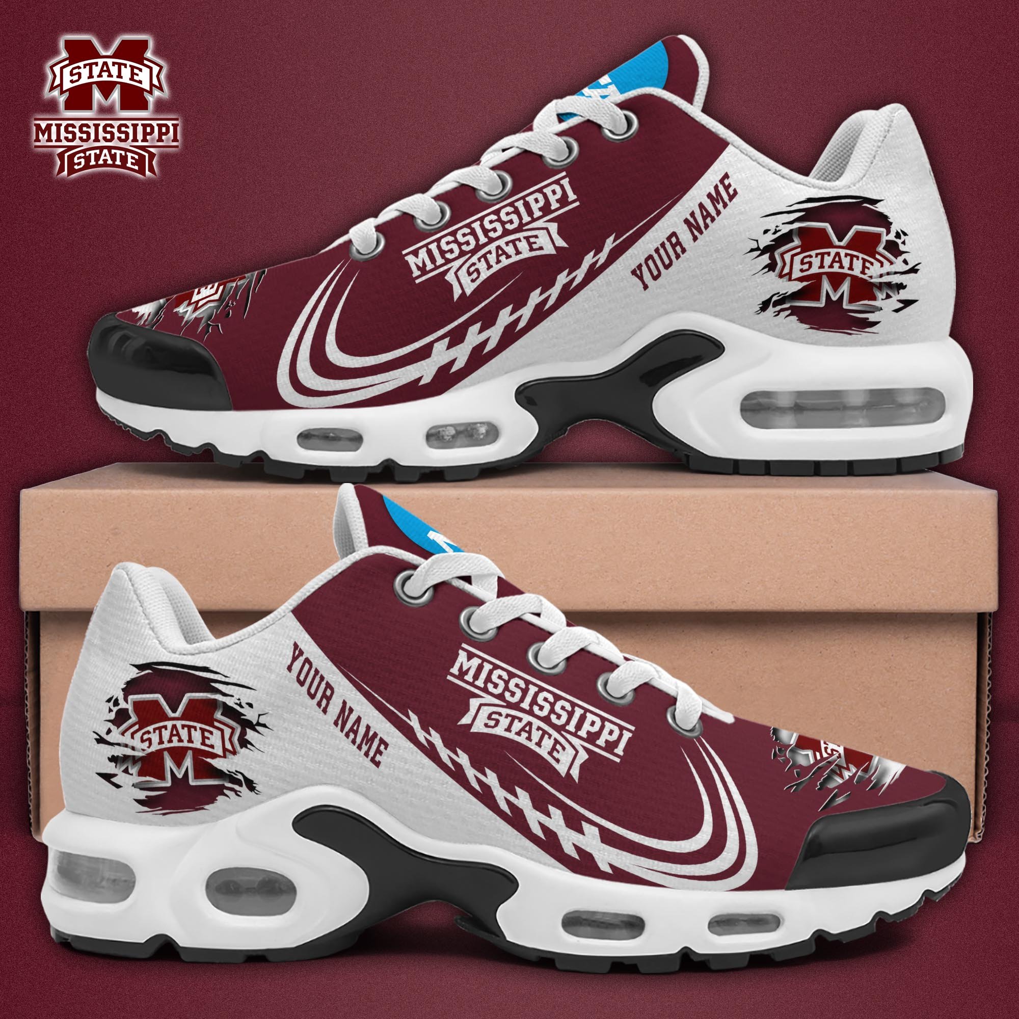 Mississippi State Bulldogs TN Shoes 2025 Version Custom Name, Sport Shoes For Fan, Fan Gifts