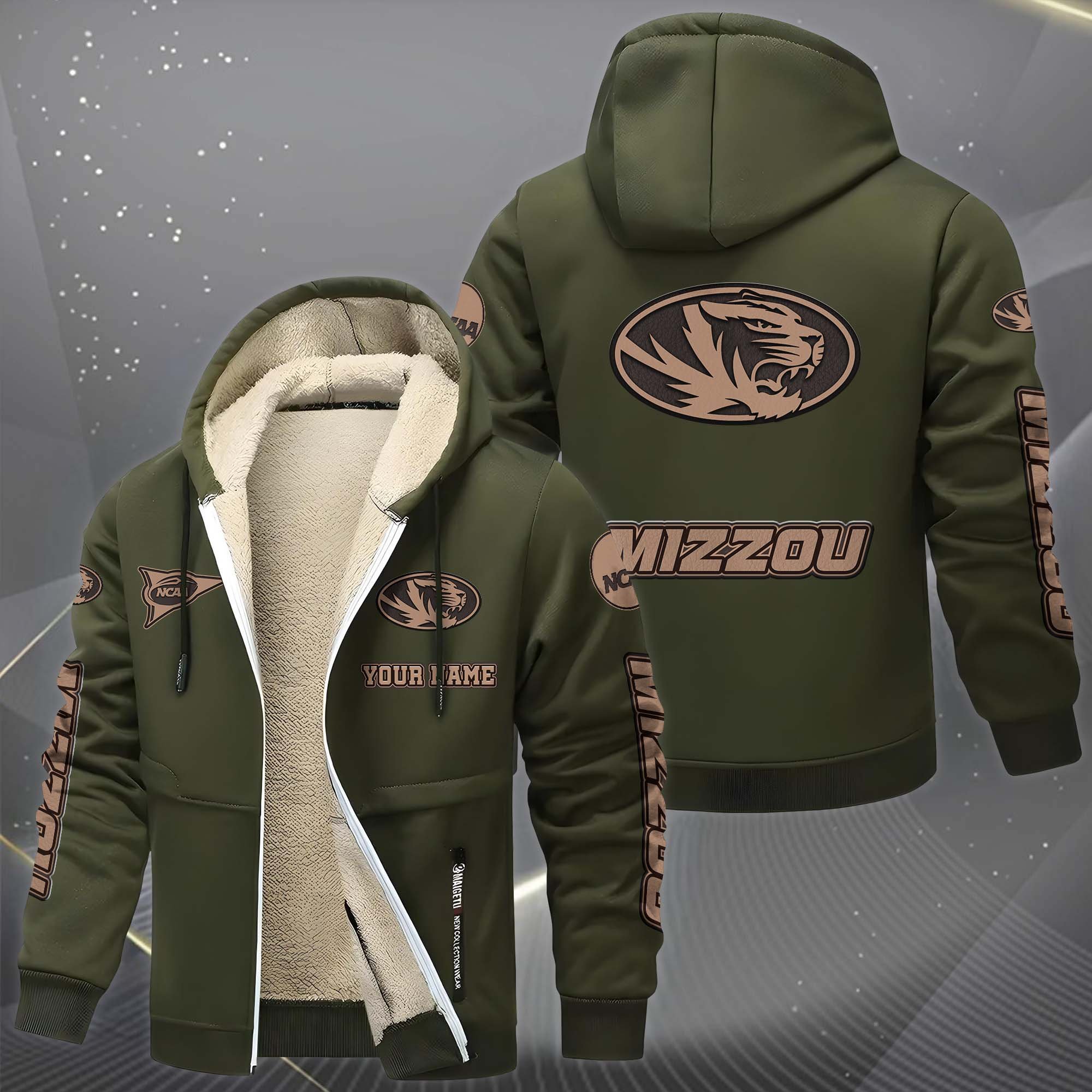 Missouri Tigers Hoodie Zip Velvet Coat Custom Your Name, Sport Jacket, Gifts For Fan