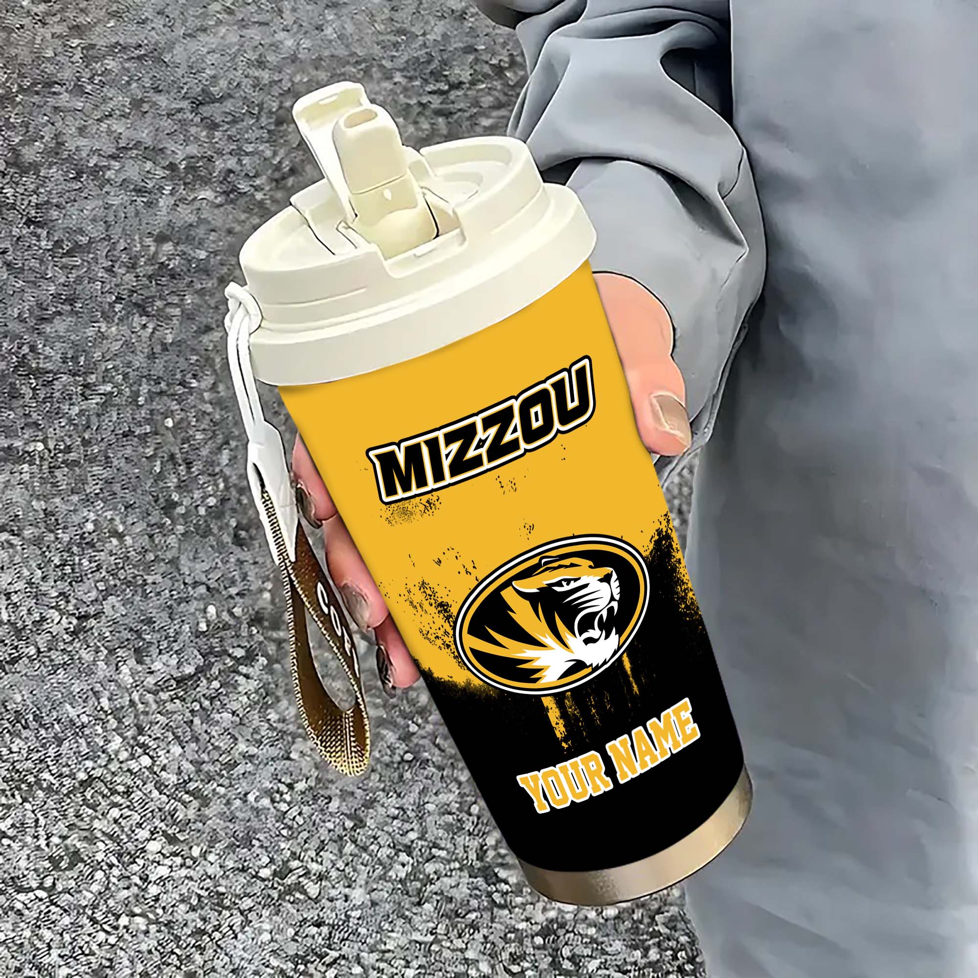Missouri Tigers Insulated Coffee Mug With Straw And Lid, Portable Coffee Travel Mug For Car, Fan Gifts