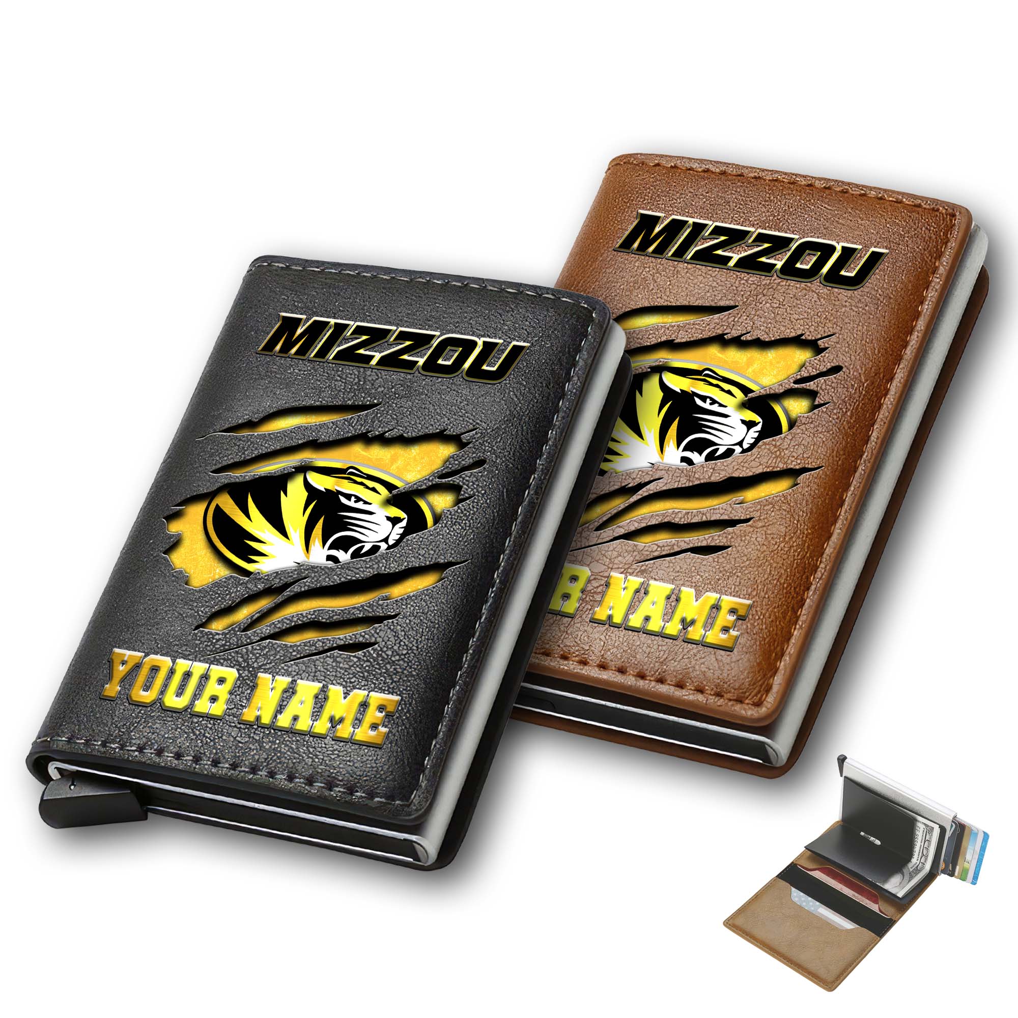 Missouri Tigers Men Wallet Custom Your Name, Football Team Men Wallet For Fans, Gifts For Football Lovers