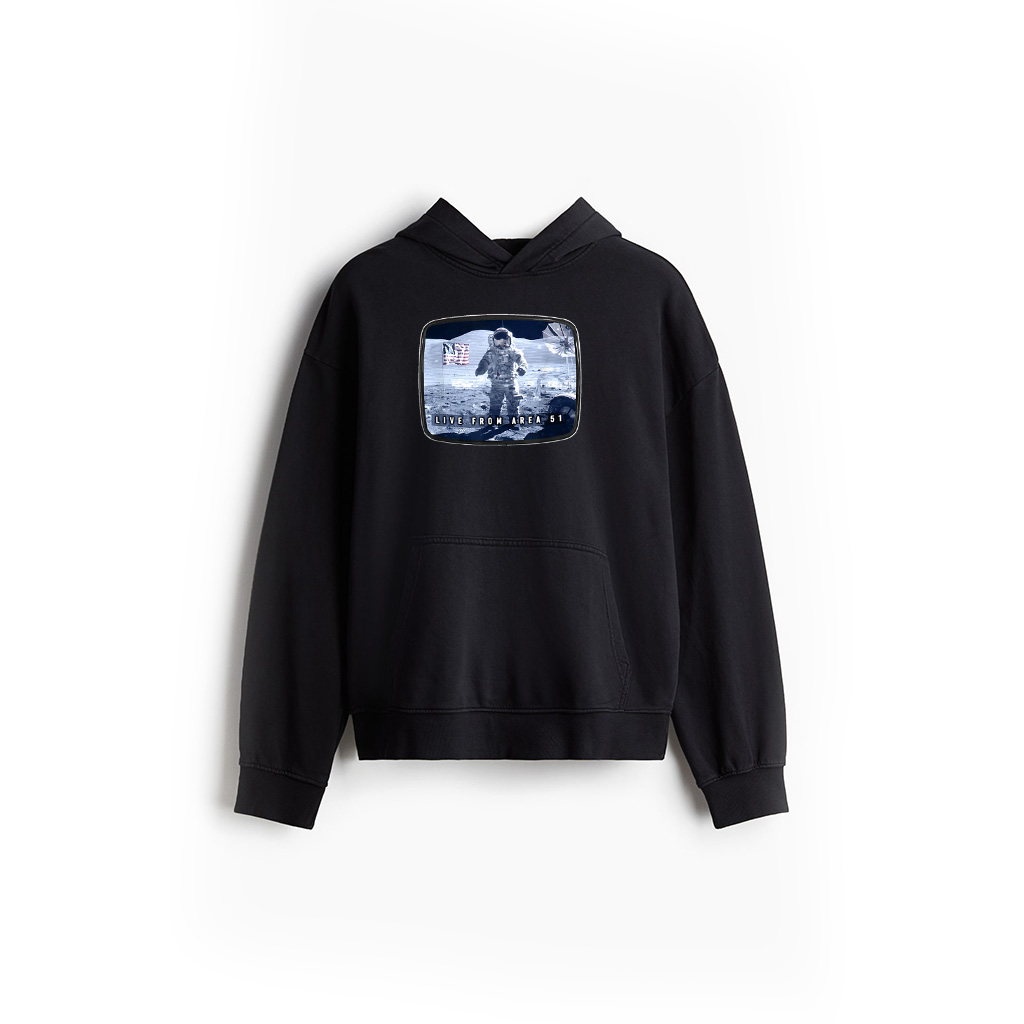 Moon Landing Conspiracy Area 51 Live TV Broadcast Fake Hoax Hoodie