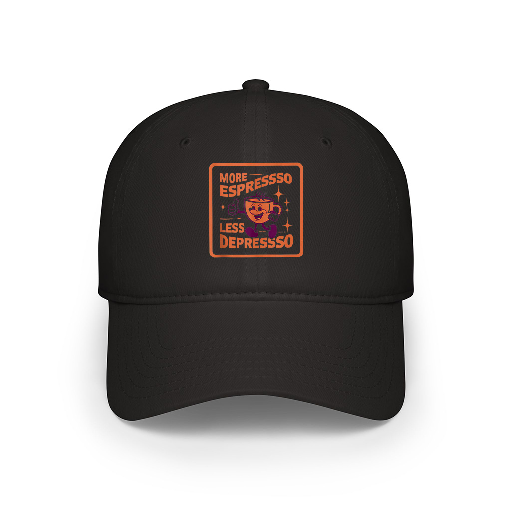 More Espresso Less Depresso Funny Vintage Coffee Addict Meme Cap