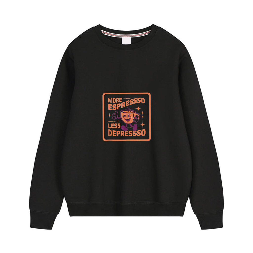 More Espresso Less Depresso Funny Vintage Coffee Addict Meme Sweatshirts