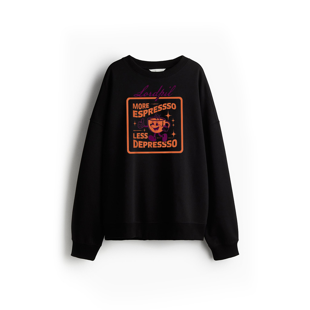 More Espresso Less Depresso Funny Vintage Coffee Addict Meme Sweatshirt