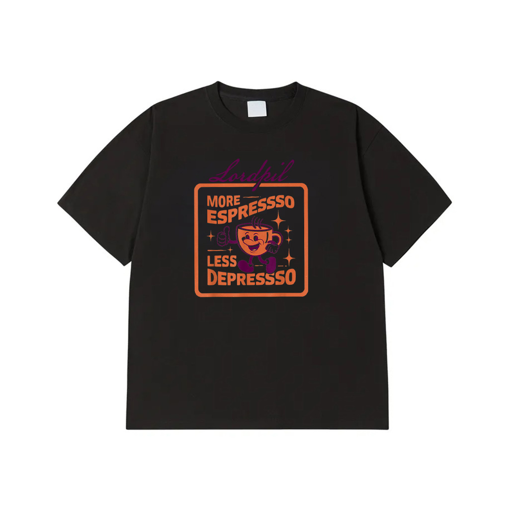 More Espresso Less Depresso Funny Vintage Coffee Addict Meme T-Shirt