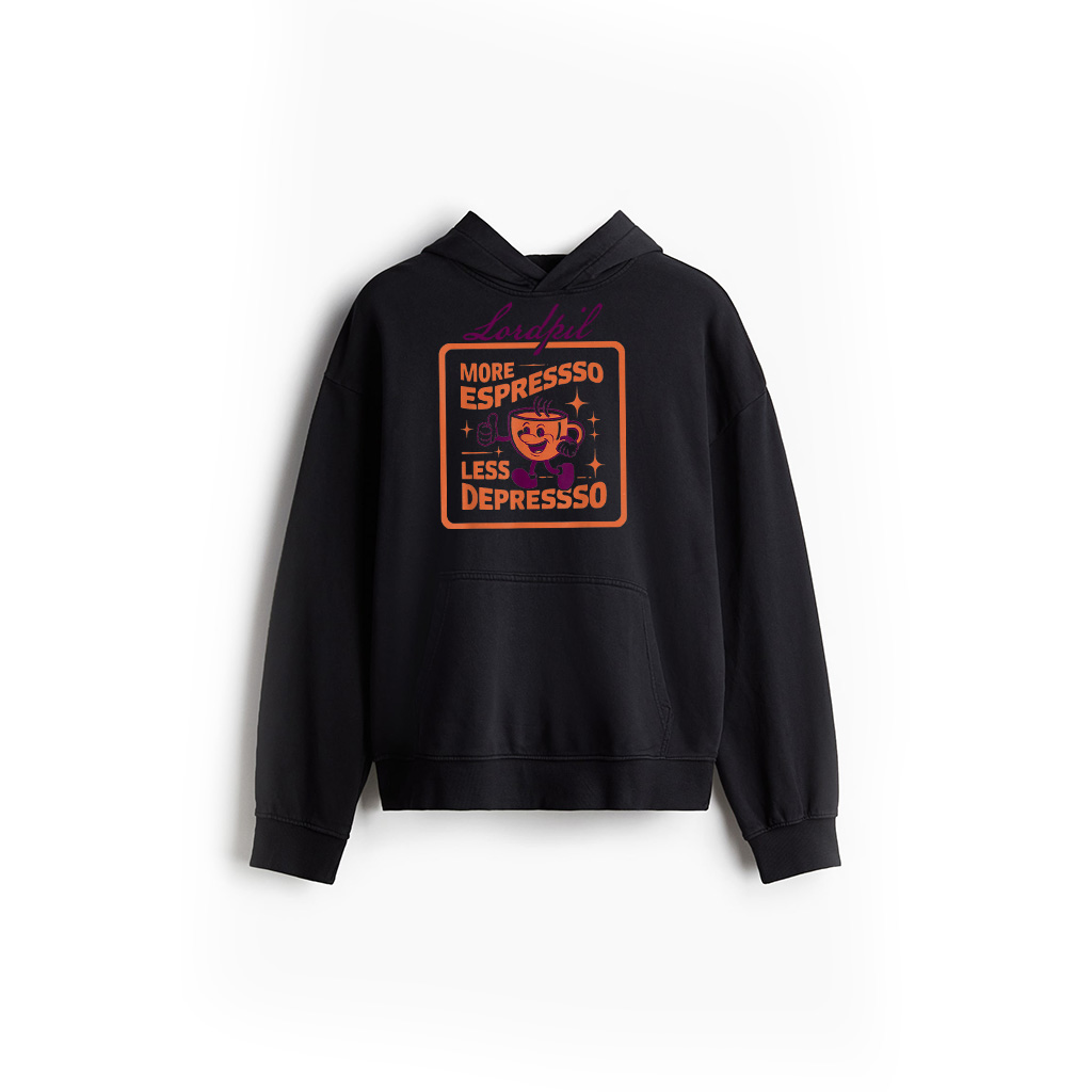 More Espresso Less Depresso Funny Vintage Coffee Addict Meme Hoodie