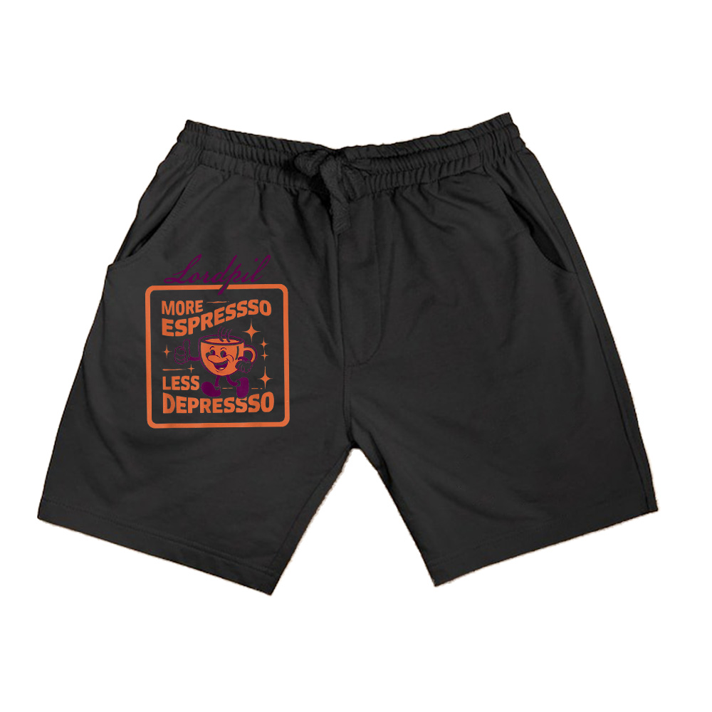 More Espresso Less Depresso Funny Vintage Coffee Addict Meme Shorts