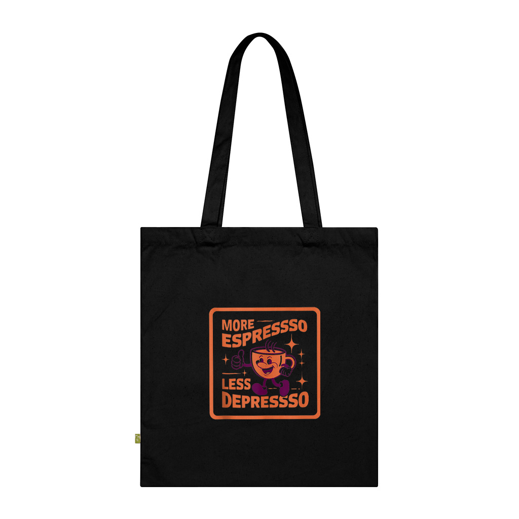 More Espresso Less Depresso Funny Vintage Coffee Addict Meme Tote Bag
