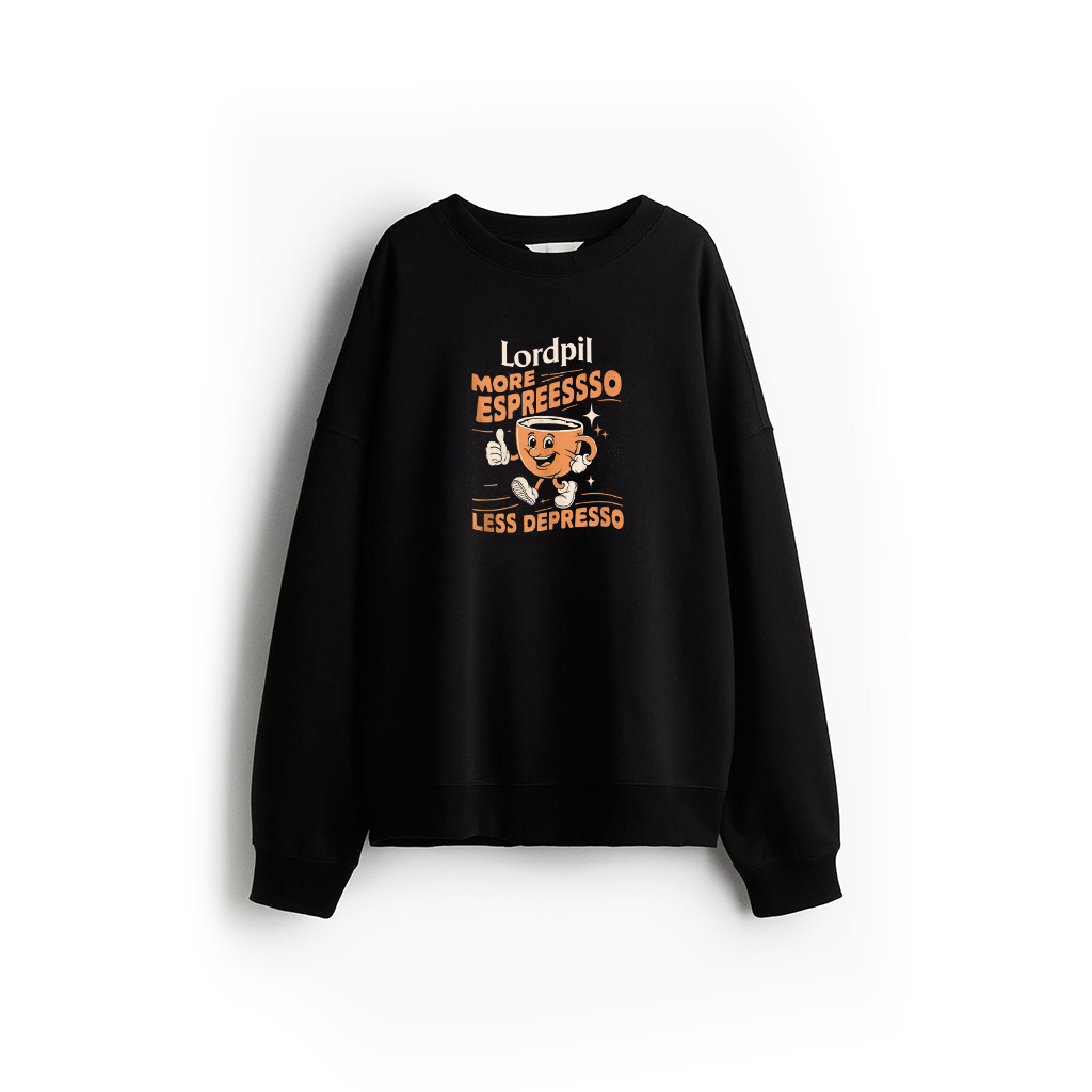 More Espresso Less Depresso Funny Vintage Coffee Cup Meme Sweatshirt