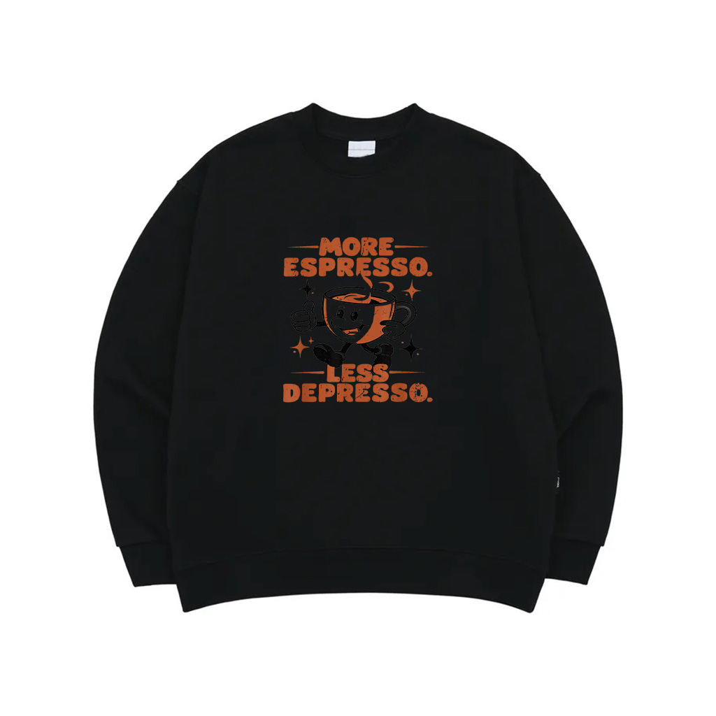 More Espresso Less Depresso Funny Vintage Coffee Lover Meme Sweatshirt