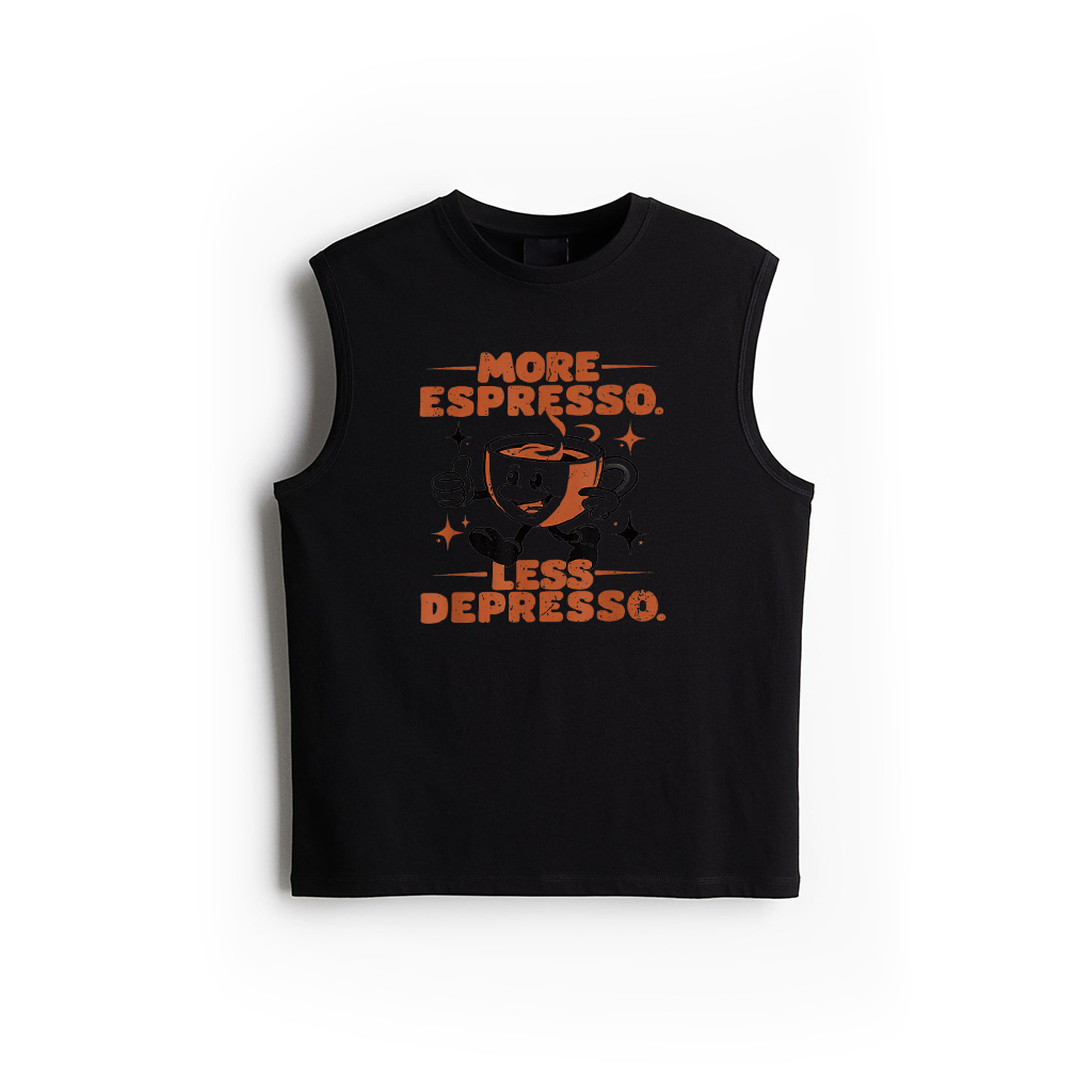 More Espresso Less Depresso Funny Vintage Coffee Lover Meme Tank Top