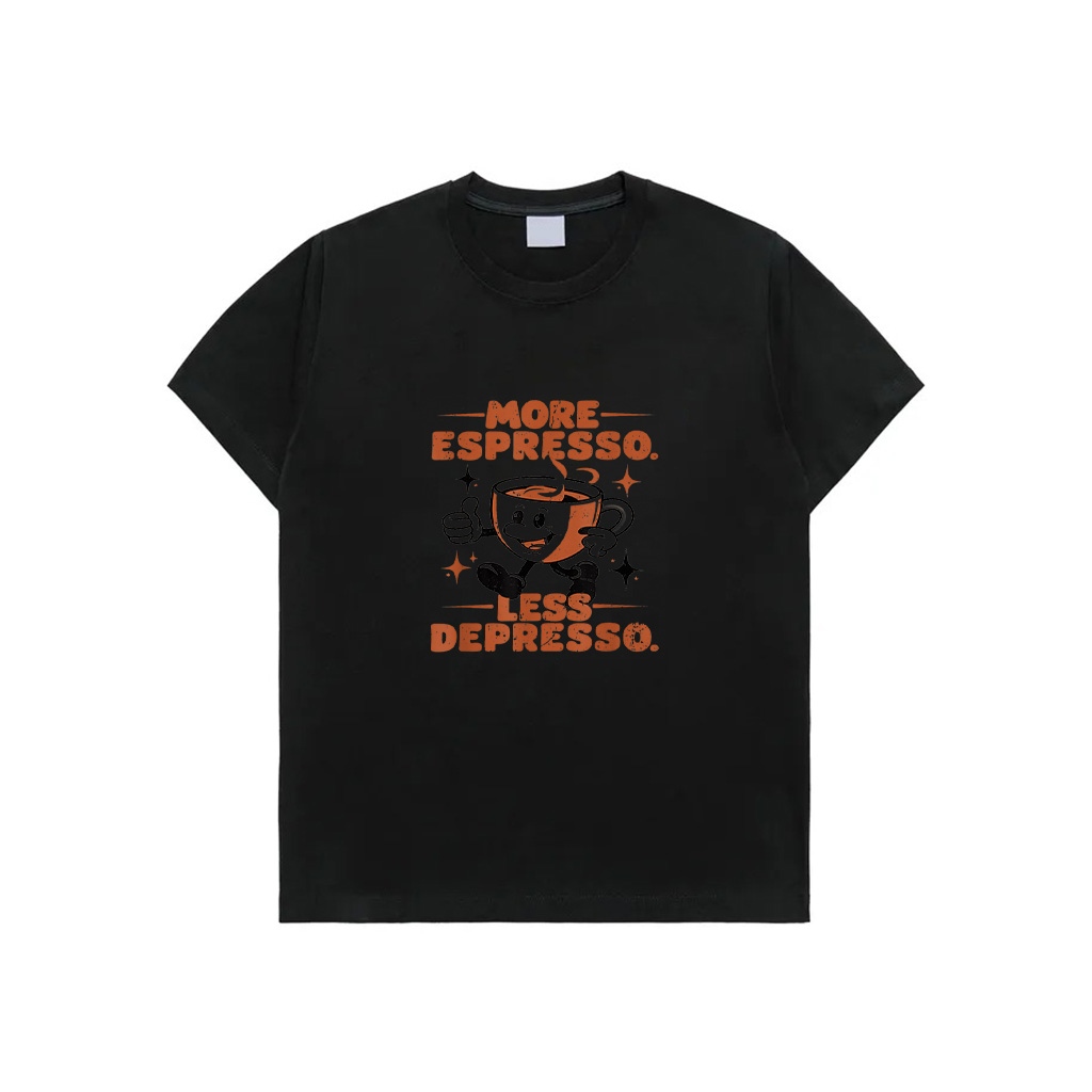 More Espresso Less Depresso Funny Vintage Coffee Lover Meme T-Shirt