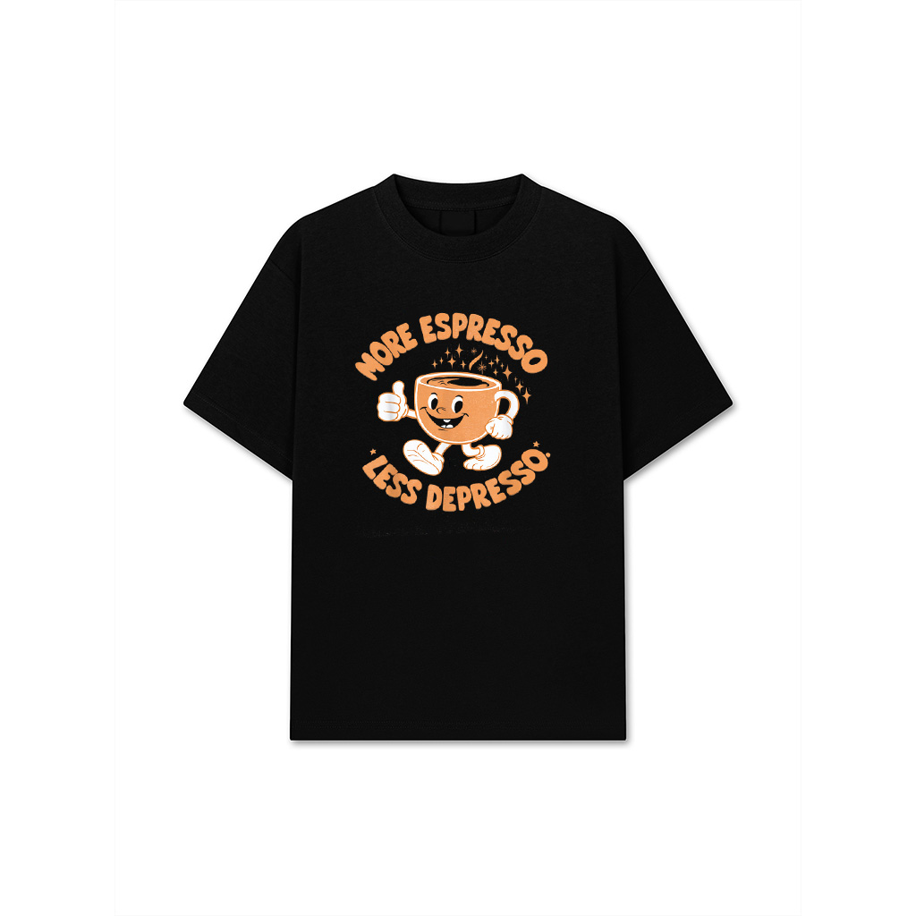 More Espresso Less Depresso Funny Vintage Coffee Lover Meme T-Shirt