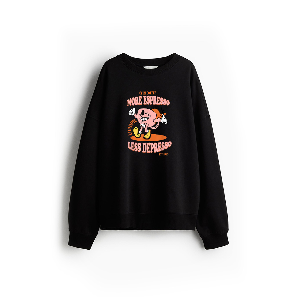 More Espresso Less Depresso Groovy Coffee Cup Est 1993 Sweatshirt