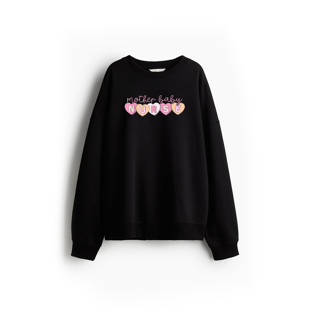 Mother Baby Nurse Hearts Valentine OBGYN Postpartum Nursing Sweatshirt