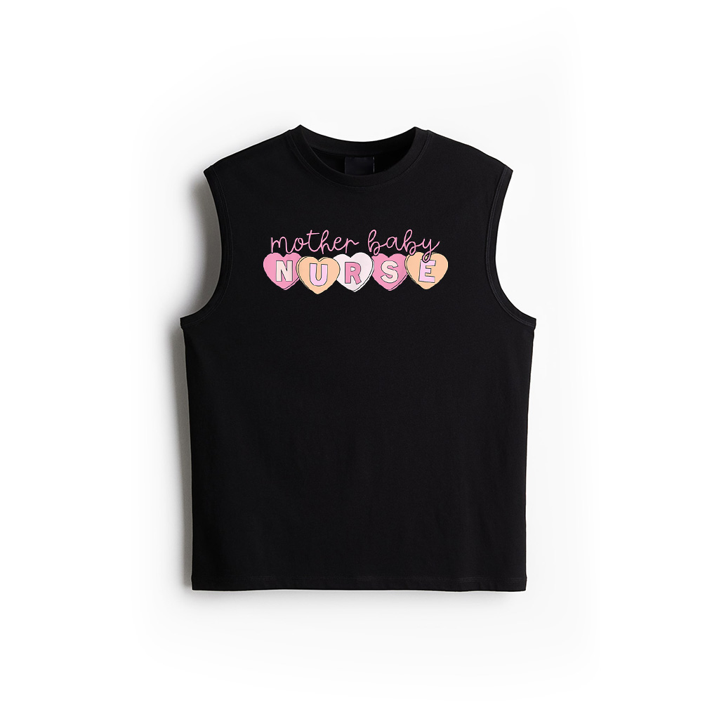 Mother Baby Nurse Hearts Valentine OBGYN Postpartum Nursing Tank Top