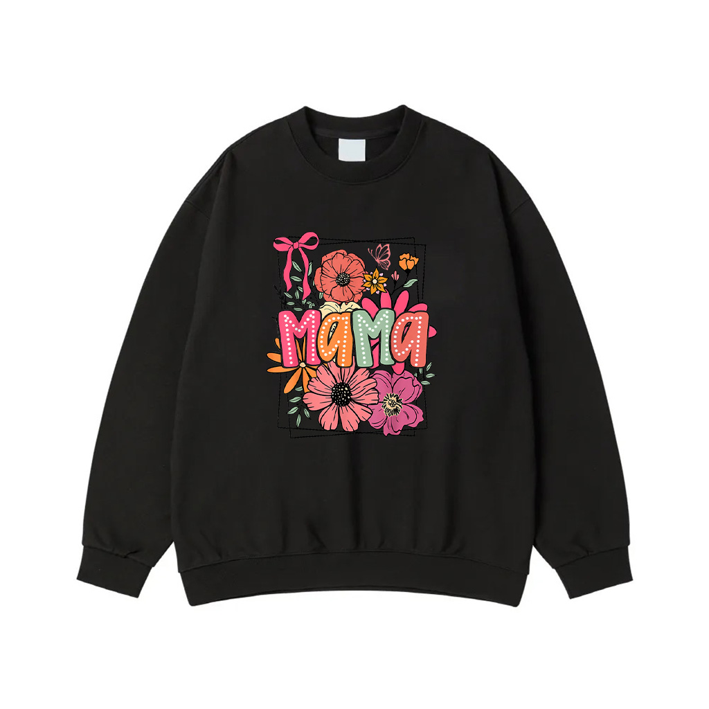 Mother's Day Floral Mama Coquette Bow Mama Flower Girl Women Sweatshirt