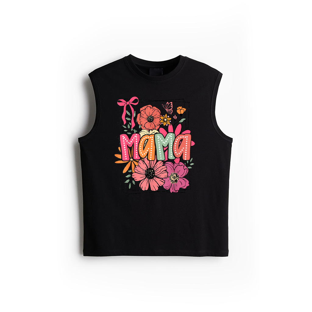Mother's Day Floral Mama Coquette Bow Mama Flower Girl Women Tank Top