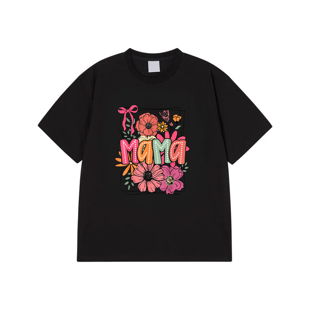 Mother's Day Floral Mama Coquette Bow Mama Flower Girl Women T-Shirt