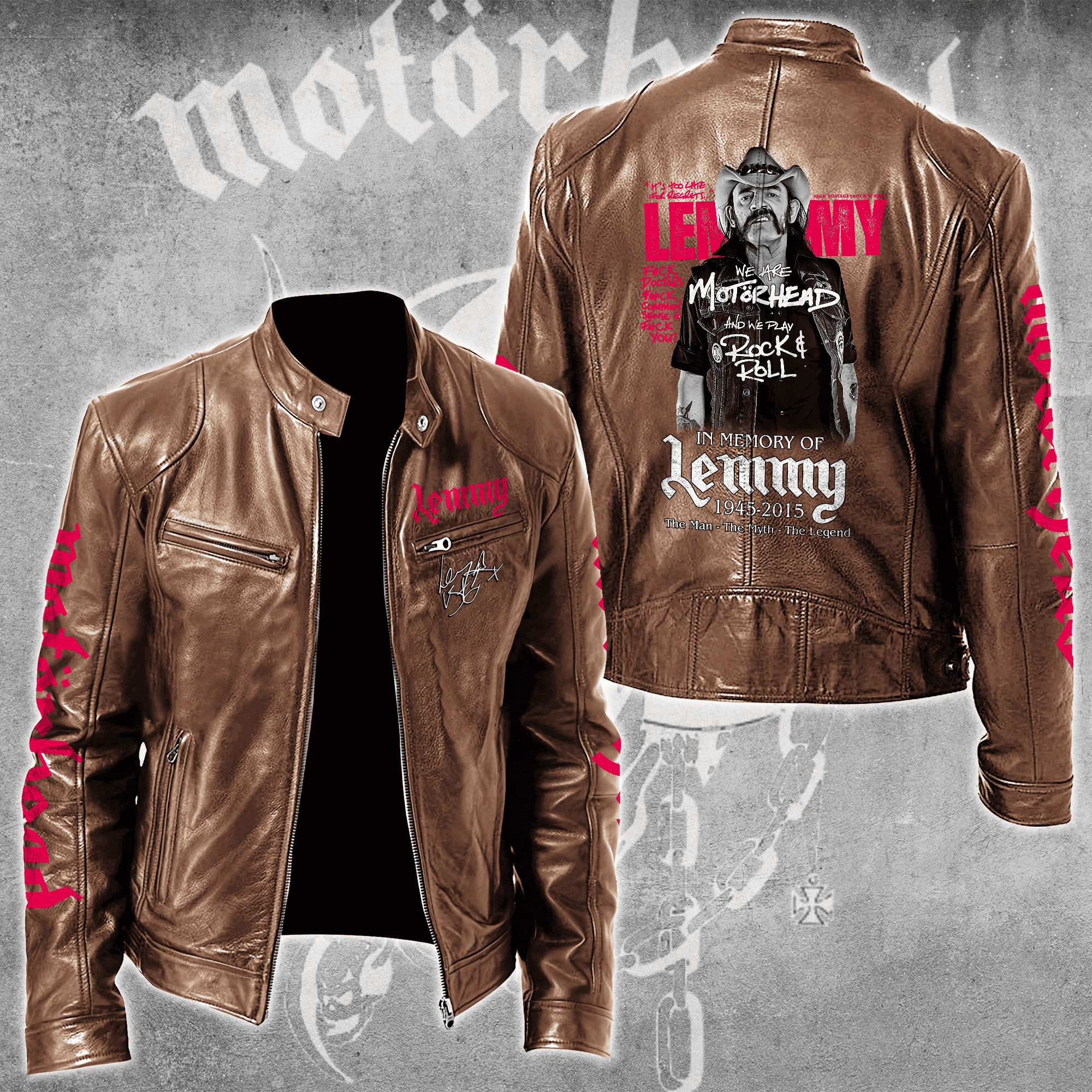 Motorhead Music Leather Bomber Jacket