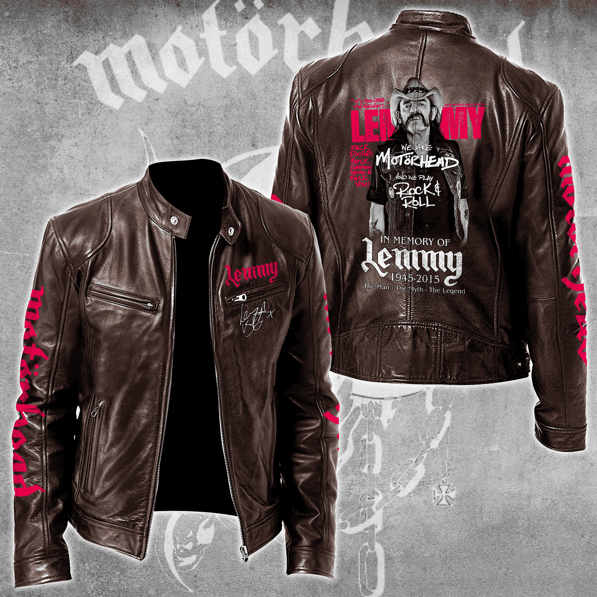 Motorhead Music Leather Bomber Jacket