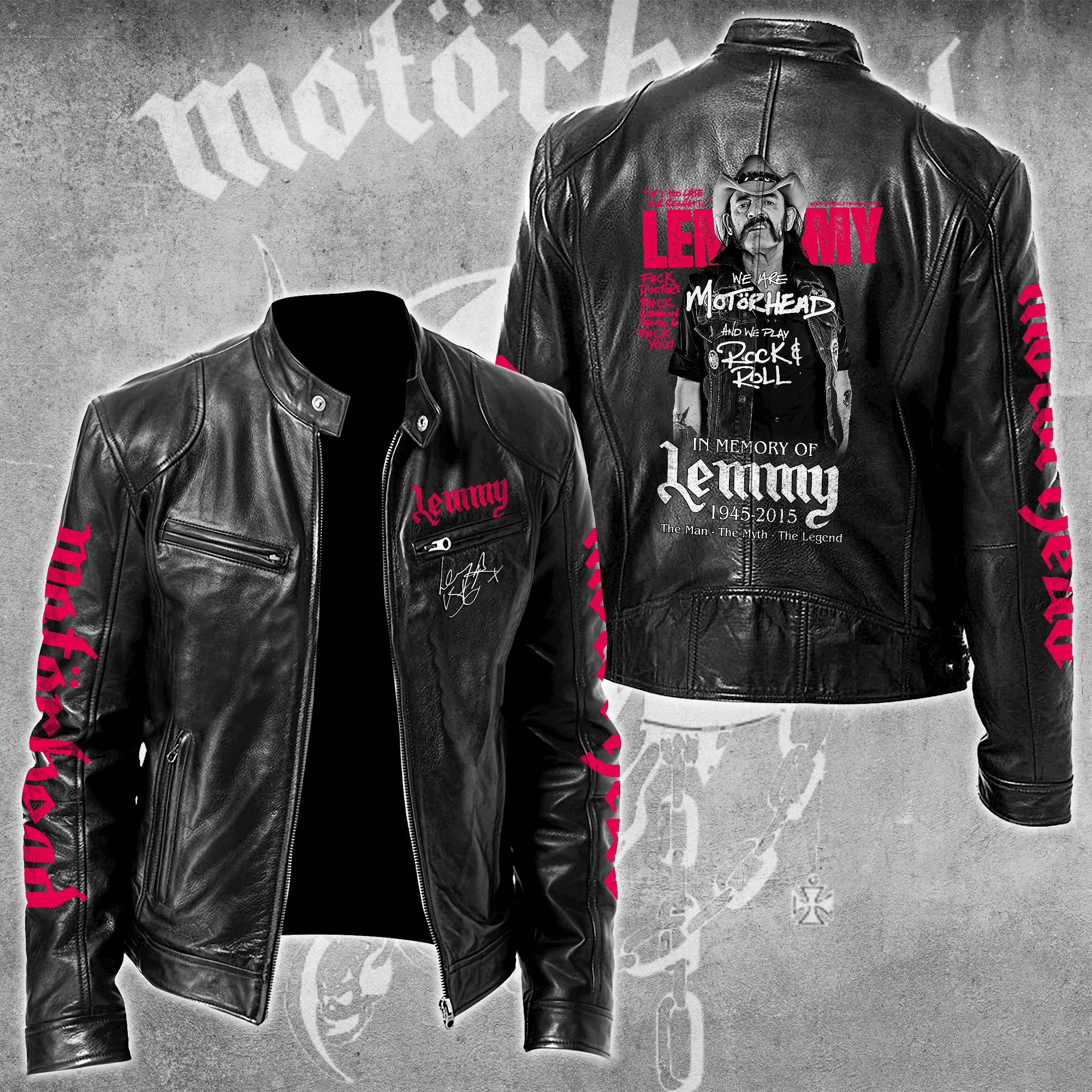 Motorhead Music Leather Bomber Jacket