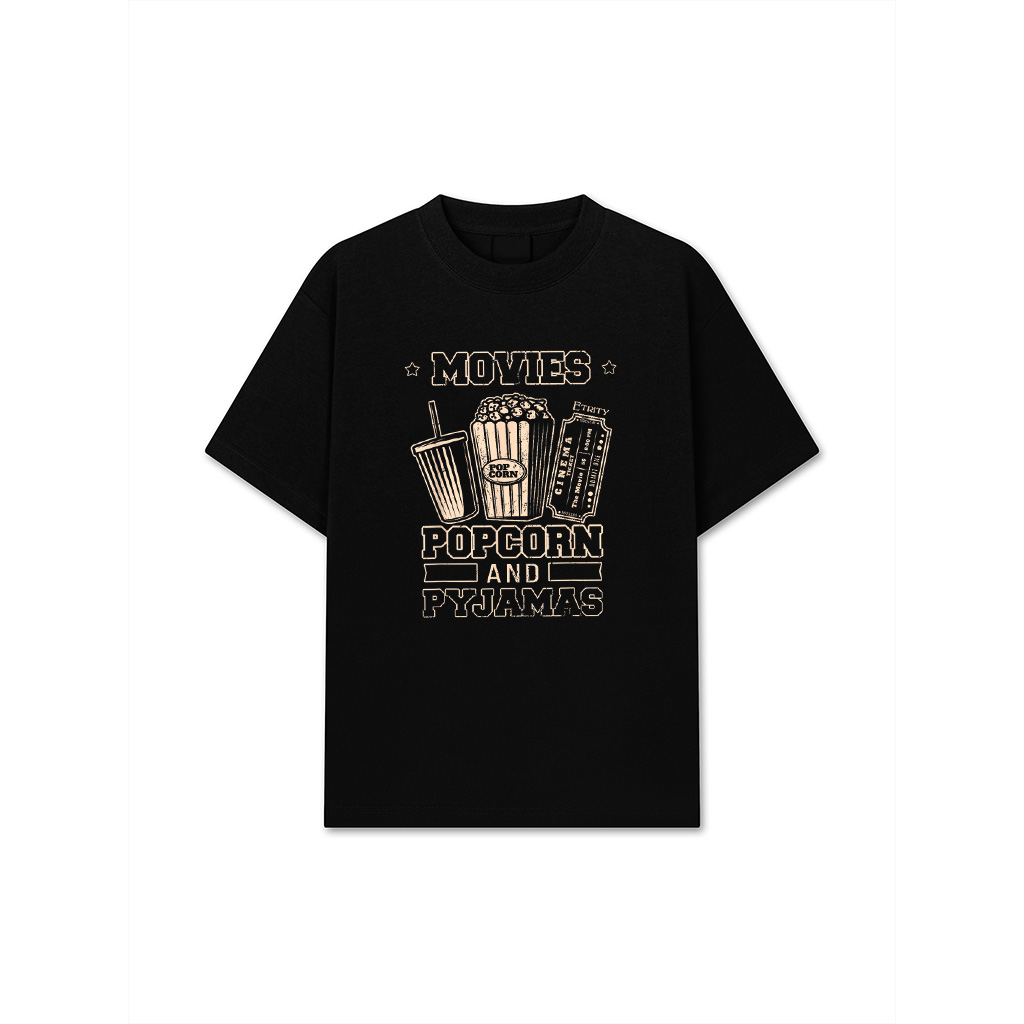 Movies Night Snack Popcorn Lover Pyjamas Gift Popcorn T-Shirt