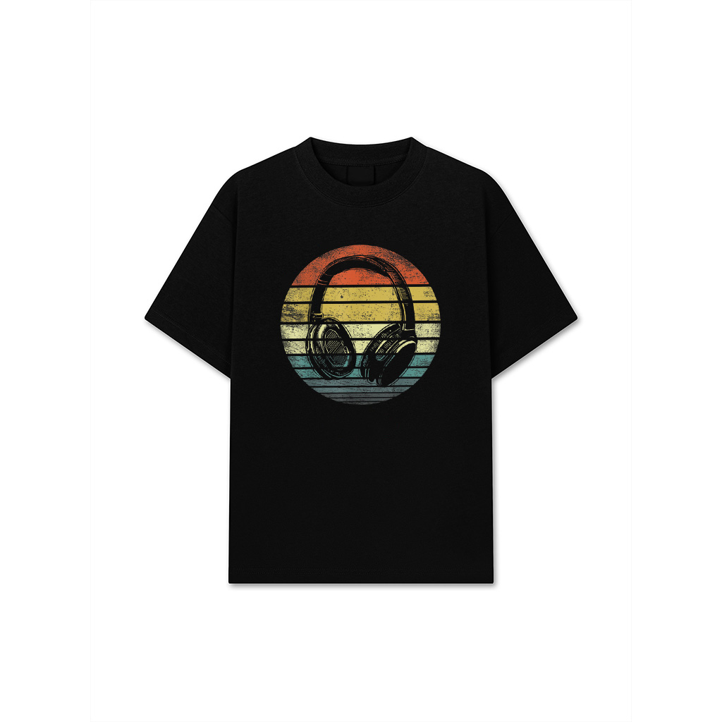 Music Lover Producer DJ Gifts Funny Retro Headphones T-Shirt