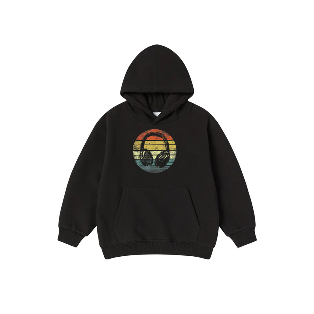 Music Lover Producer DJ Gifts Funny Retro Headphones Hoodie
