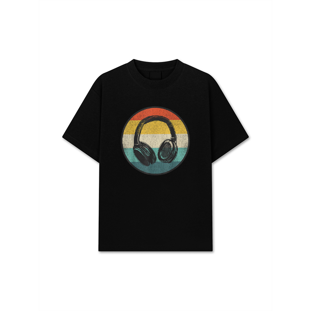 Music Lover Producer DJ Vintage Retro Headphones T-Shirt