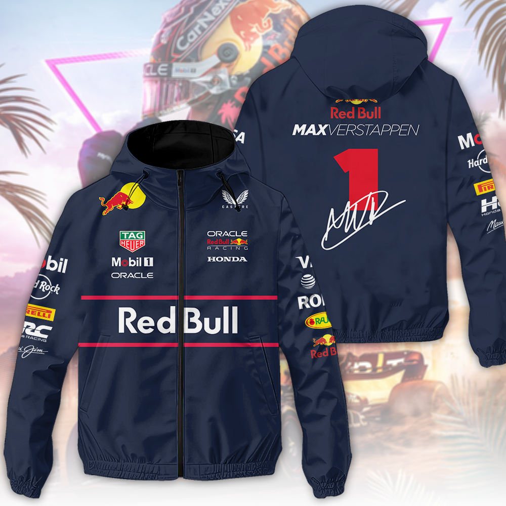 MV1 X Red Bull Racing F Racing F1 Style Windbreaker Jacket For Fans