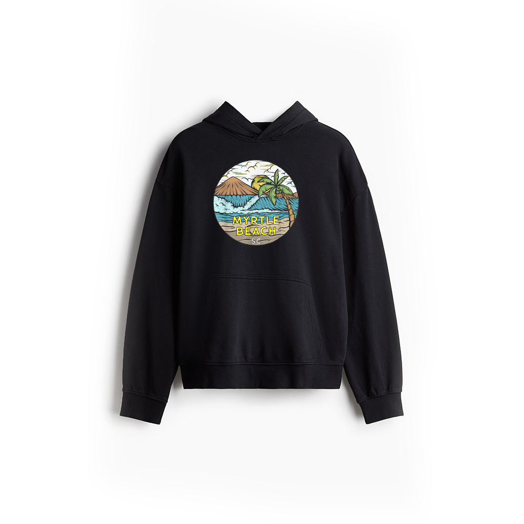 Myrtle Beach South Carolina Illustrated Ocean Vintage Hoodie 25-06-2025