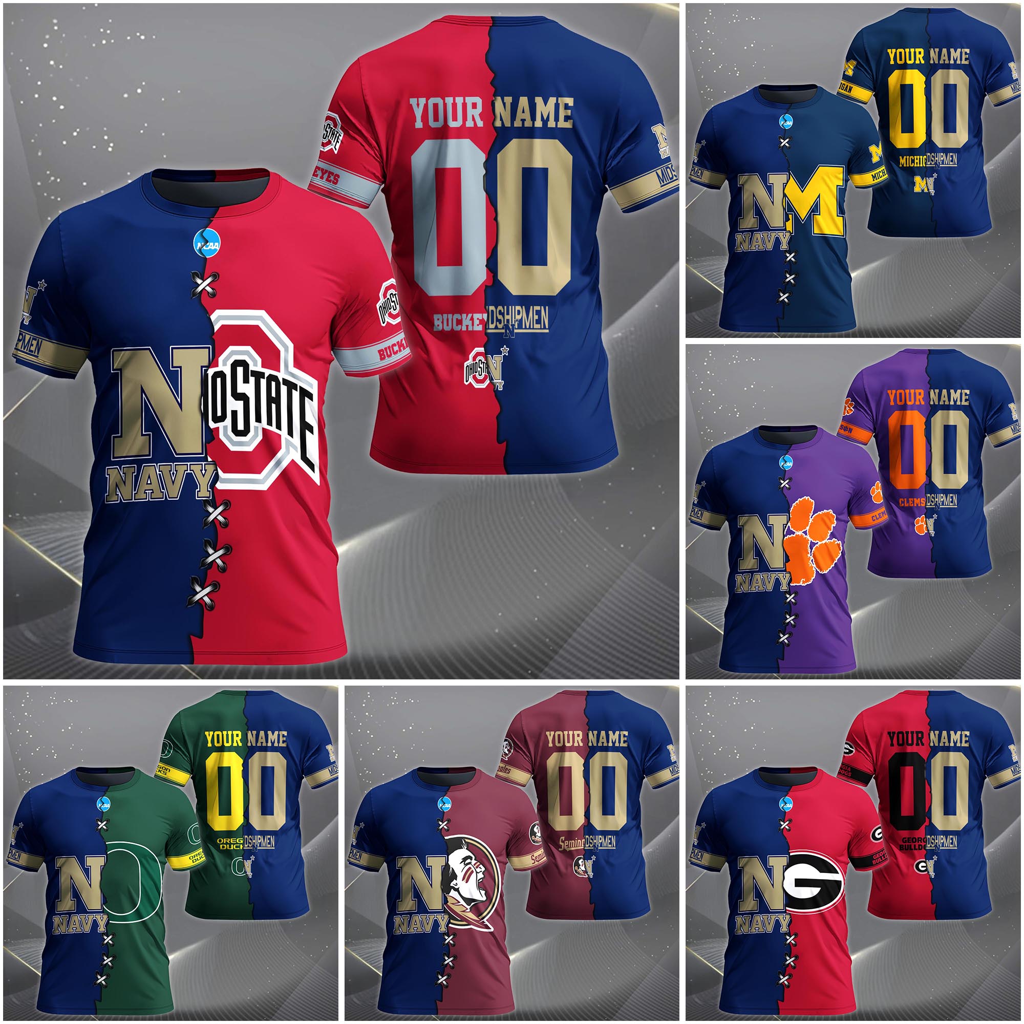 Navy Midshipmen House Divided T-Shirt Custom Name 2025 Version, Year And Team, Sport Shirts For Fan