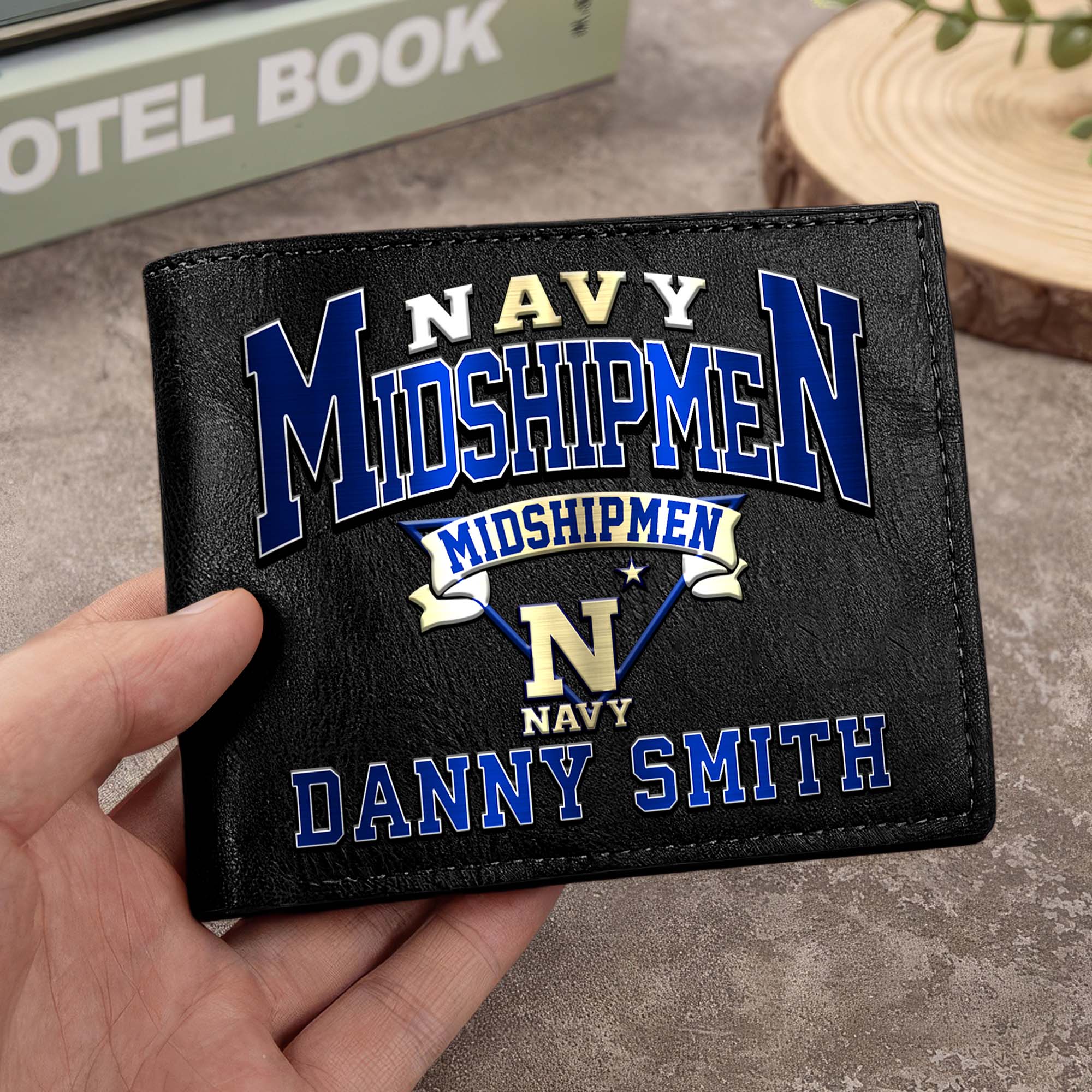 Navy Midshipmen Men Wallet Custom Your Name, Football Team Men Wallet For Fans, Gifts For Football Lovers
